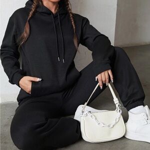 Black kangaroo pocket hoodie jogger set- never worn bnwot